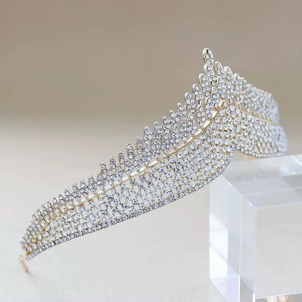 Vintage Gold Leaf Crystal Headband - Gold and Clear